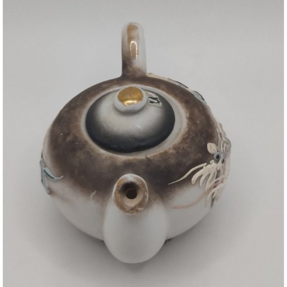 Vtg Moriage Dragonware Teapot Pacific Japan Black Raised Hand Crafted Painted - Picture 6 of 10